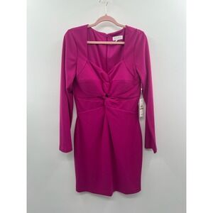 NWT Siena Crepe Scuba Mini Dress Women's 14 Purple Sweetheart Neck Party Fashion